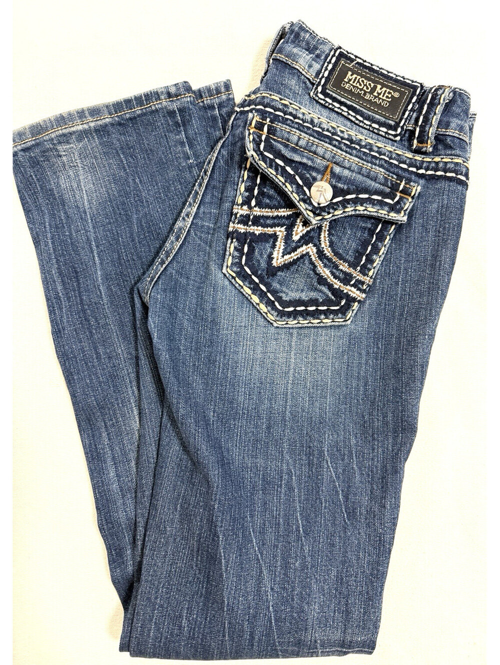 Miss Me Jeans Womens Size 30 Irene Straight Leg Heavily Embroidered Flap Pocket